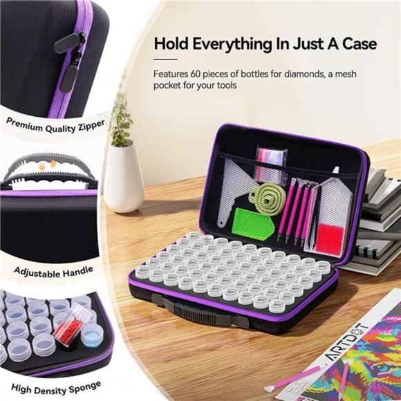 DiamondPainting StorageBoxes,60Slots Bead Storage with 5D Diamond ArtAccessories - Picture 5 of 7